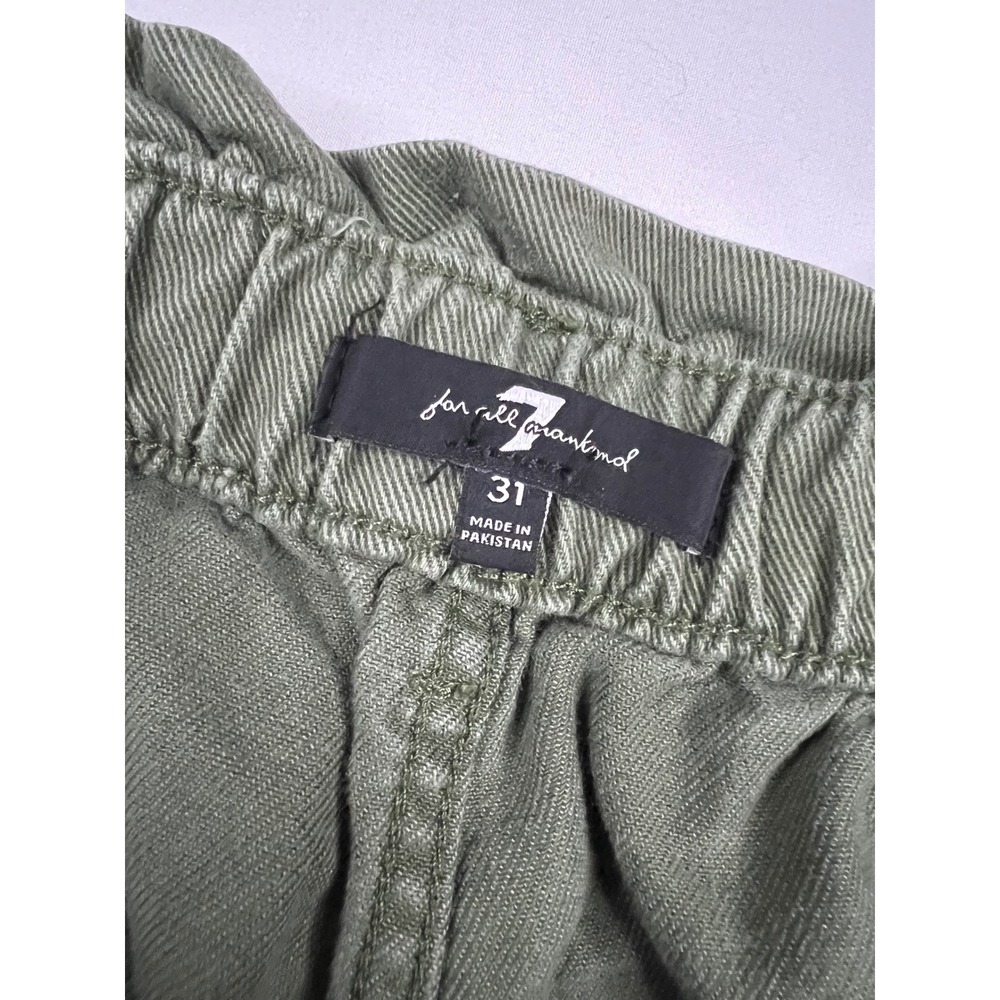 7 For All Mankind Womens Olive Green Paperbag Waist Cotton Twill Pants 31 81034 - Picture 3 of 8